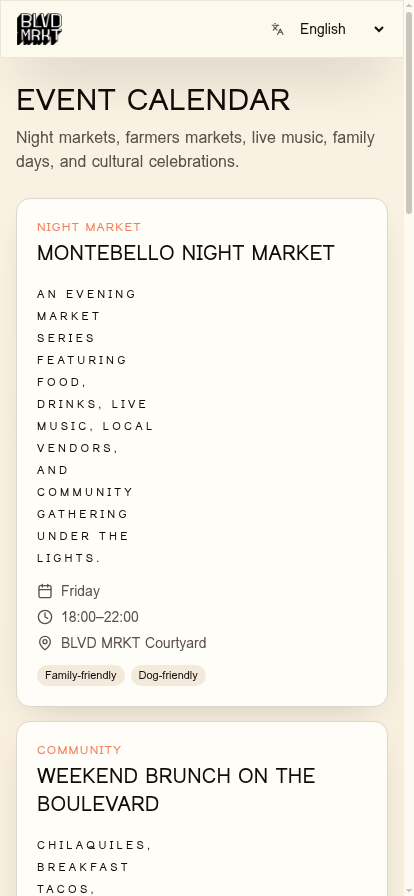 Events, live screenshot from the Montebello Live companion