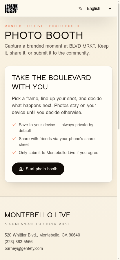 Photo Booth, live screenshot from the Montebello Live companion